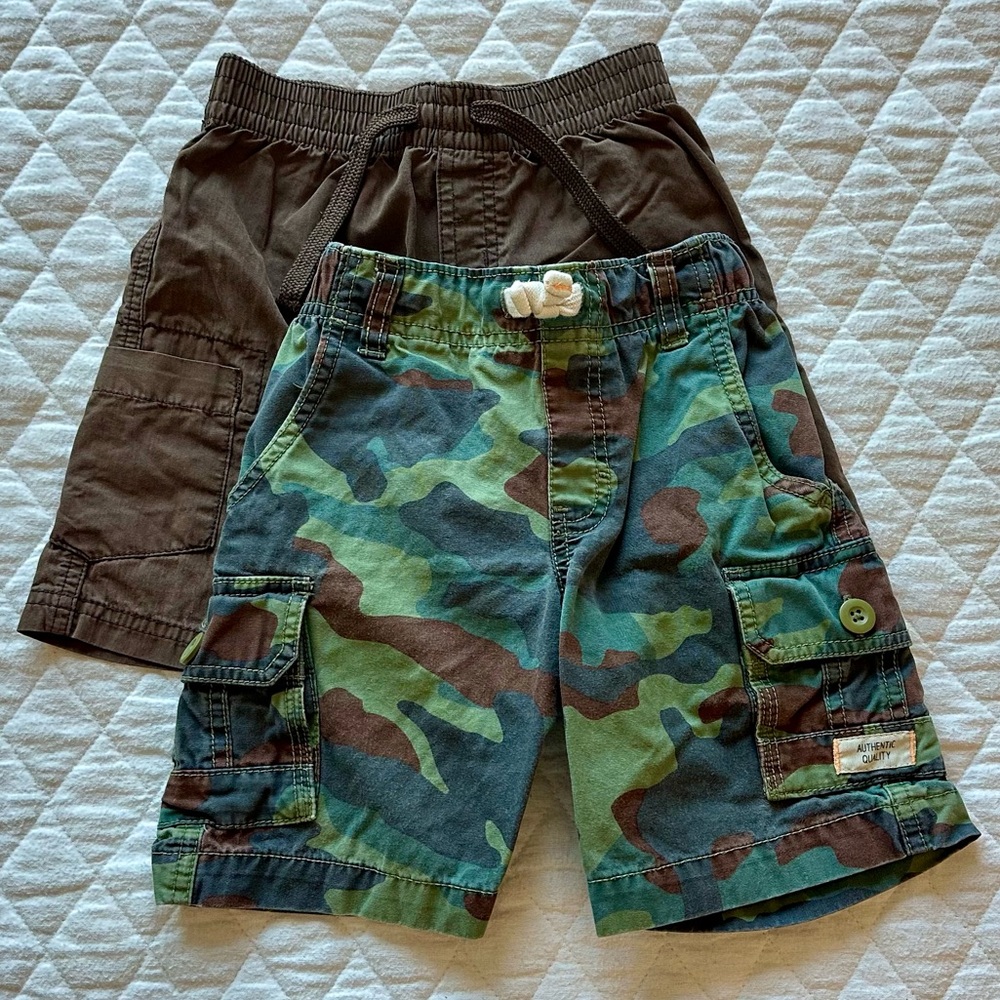 Camouflage and Brown Kids Shorts Set